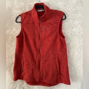 Orvis Women’s Marled Fleece Zip Sweater Vest. Size Medium, Color:Burnt Orange.